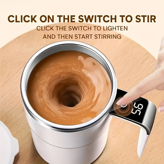 Automatic Self-Stirring Coffee Mug with Temperature Display