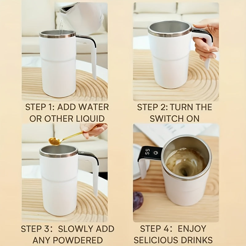 Automatic Self-Stirring Coffee Mug with Temperature Display